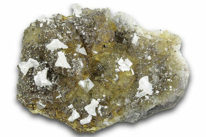 Sparkling Yellow Fluorite with Dolomite and Pyrite - Spain #258418